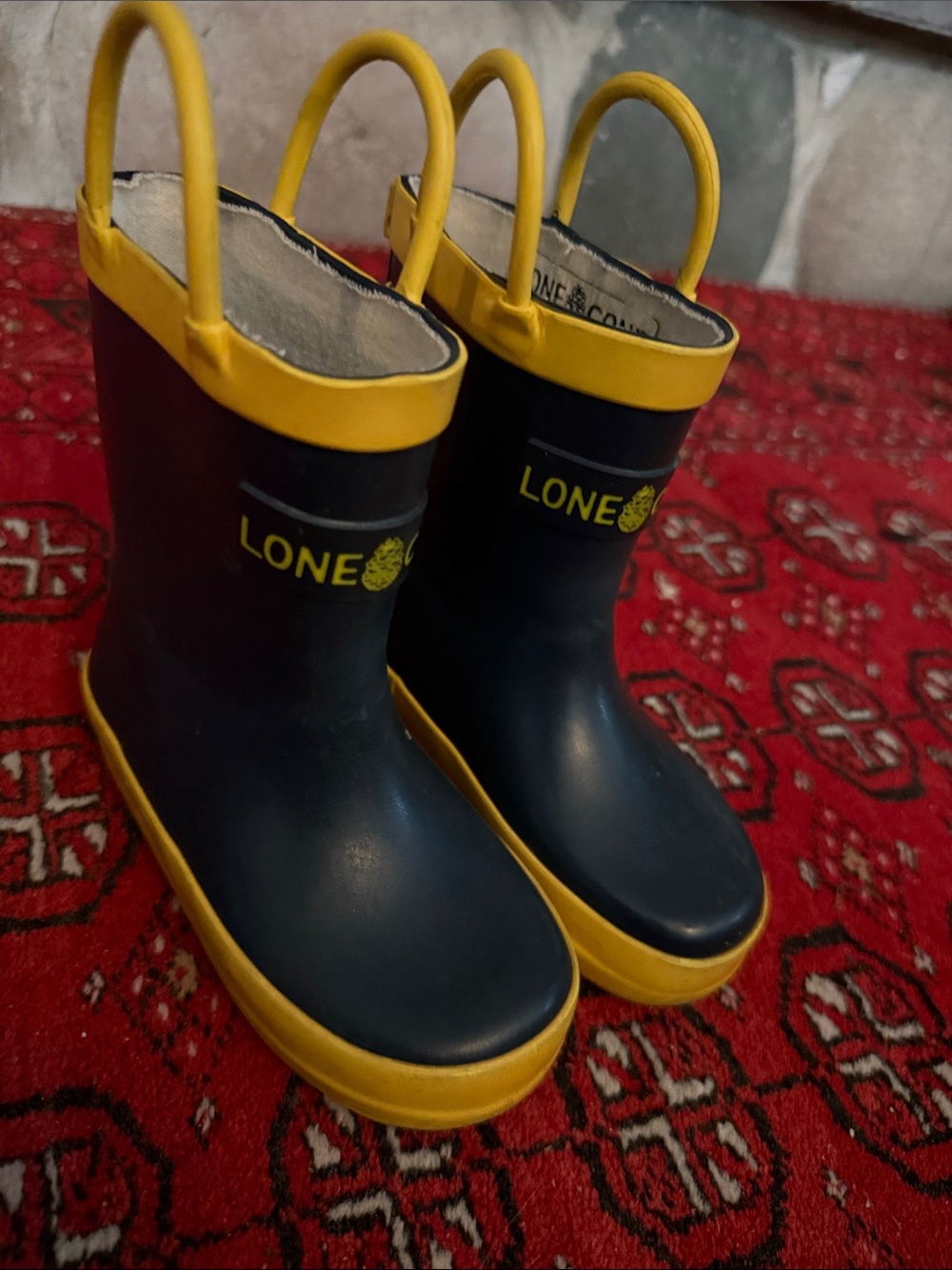 LONE Kids Navy and Yellow Waterproof Rain Boots